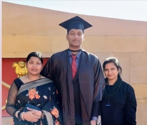 Graduation ceremony with family